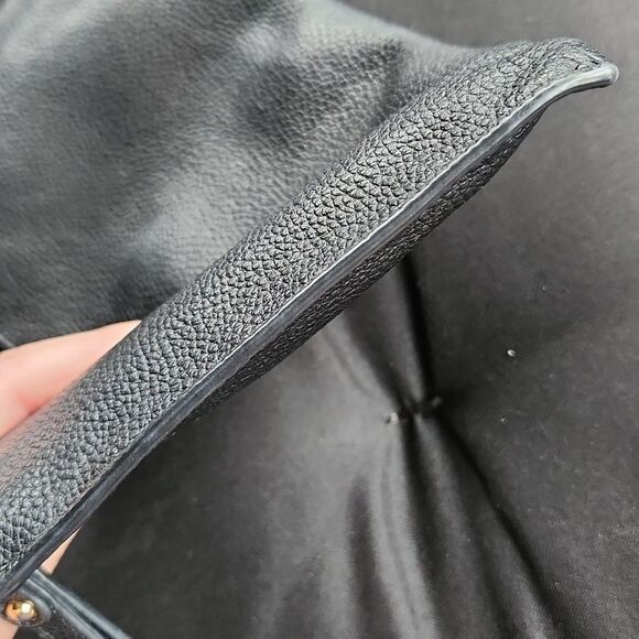 Michael Kors Black Textured Wristlet Pebbled Leather Wallet Clutch Purse - Picture 8 of 13